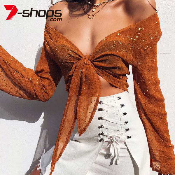 7-shops summer women blouses ladies casaul long sleeve tie up knot cropped beach female star shirt kimono 2019, White
7-shops summer women blouses ladies casaul long sleeve tie up knot cropped beach female star shirt kimono 2019, White