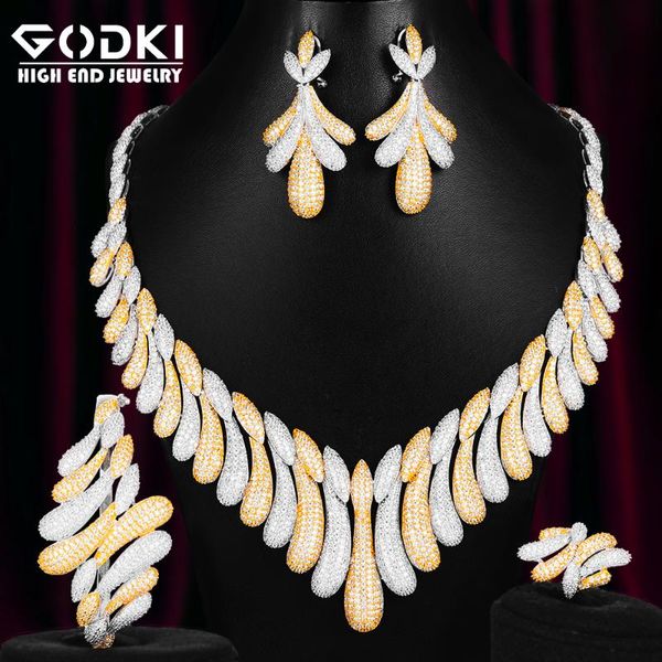 godki fashion 4pcs luxury bicolor tassels nigeria jewelry sets for women wedding african cubic zircon cz dubai bridal jewelry, Silver
godki fashion 4pcs luxury bicolor tassels nigeria jewelry sets for women wedding african cubic zircon cz dubai bridal jewelry, Silver