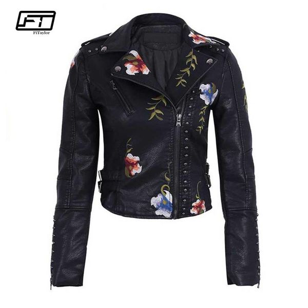 fitaylor women faux leather jacket floral print embroidery pu motorcycle coat turn-down collar short black punk biker outerwear
fitaylor women faux leather jacket floral print embroidery pu motorcycle coat turn-down collar short black punk biker outerwear