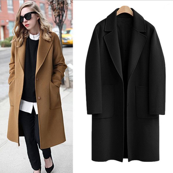 queechalle m - 5xl plus size wool coat 2019 autumn winter black camel women's coat casual long coats loose thick warm outerwea
queechalle m - 5xl plus size wool coat 2019 autumn winter black camel women's coat casual long coats loose thick warm outerwea