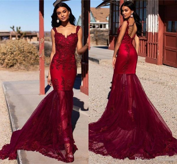 burgundy mermaid evening dresses 2020 spaghetti strap open back appliqued elegant evening gowns formal dresses 2019 robe de soiree, Black;red
burgundy mermaid evening dresses 2020 spaghetti strap open back appliqued elegant evening gowns formal dresses 2019 robe de soiree, Black;red