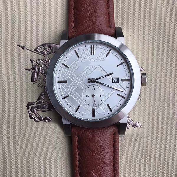 42mm dress modern style mens watch watches quartz chronograph movement silver case white dial with brown leather band, Slivery;brown
42mm dress modern style mens watch watches quartz chronograph movement silver case white dial with brown leather band, Slivery;brown