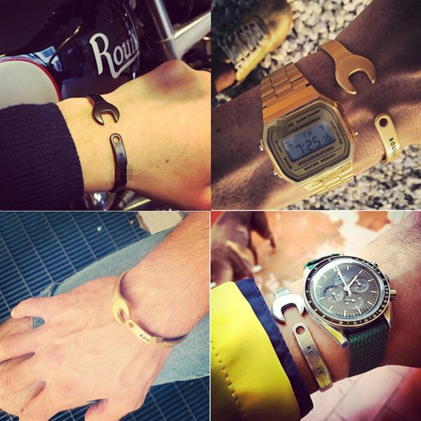 retro vintage nostalgic titanium steel machinery ancient silver intaglio letter cuff bracelets bangles wrench open rouill e, Black
retro vintage nostalgic titanium steel machinery ancient silver intaglio letter cuff bracelets bangles wrench open rouill e, Black