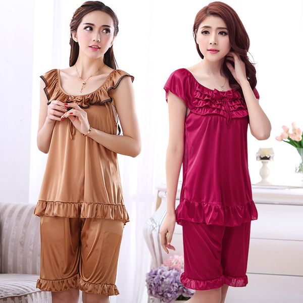 women's summer short sleeves, two sets of ice silk thin middle-aged household clothes, Blue;gray
women's summer short sleeves, two sets of ice silk thin middle-aged household clothes, Blue;gray