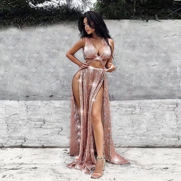 2018 new woman gold black v neck sequined sleeveless split elastic long maxi party floor-length vestidos bodycon bandage dress, Black;gray
2018 new woman gold black v neck sequined sleeveless split elastic long maxi party floor-length vestidos bodycon bandage dress, Black;gray