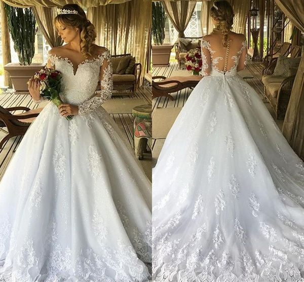 vintage lace wedding dresses a line long sleeve covered button bride bridal gowns plus size custom made, White
vintage lace wedding dresses a line long sleeve covered button bride bridal gowns plus size custom made, White
