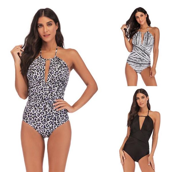 

zebra striped womens one piece swimwear polka dot ladies bikini fashion bathing clothing, White;black