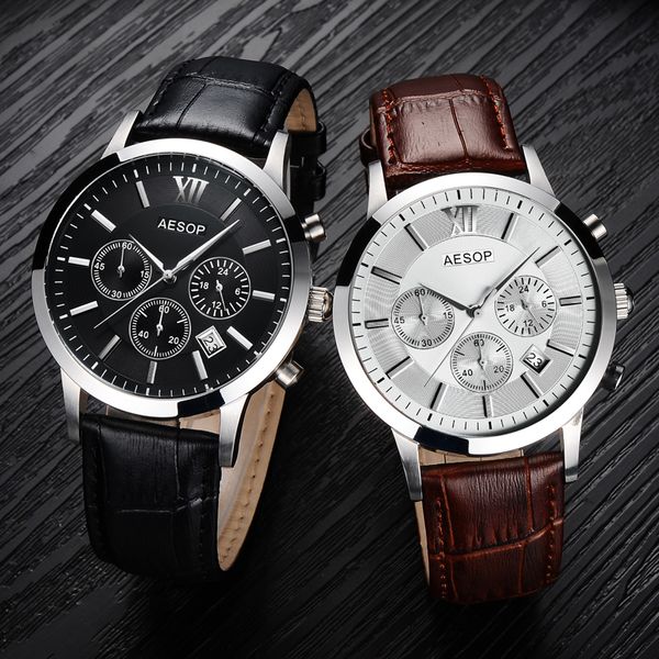 men's watches aesop brand quartz satch automatic date male clock watch for men relogio masculino, Slivery;brown
men's watches aesop brand quartz satch automatic date male clock watch for men relogio masculino, Slivery;brown