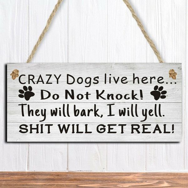 2020 novelty crazy dogs live here do not knock wood sign hanging warning doorplate home decor wall sign funny warning
2020 novelty crazy dogs live here do not knock wood sign hanging warning doorplate home decor wall sign funny warning