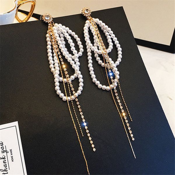 fyuan long tassel rhinestone drop earrings for women korean style pearl crystal dangle earring party fashion jewelry gifts, Golden
fyuan long tassel rhinestone drop earrings for women korean style pearl crystal dangle earring party fashion jewelry gifts, Golden