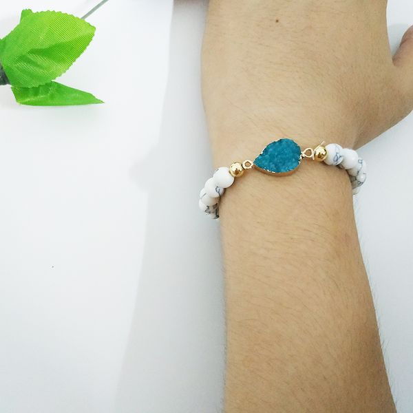 selling jewelry 2019 natural stone beads bracelets for women resin stone druzy colorful charm white turquoise bead bracelet 8mm bead, Black
selling jewelry 2019 natural stone beads bracelets for women resin stone druzy colorful charm white turquoise bead bracelet 8mm bead, Black