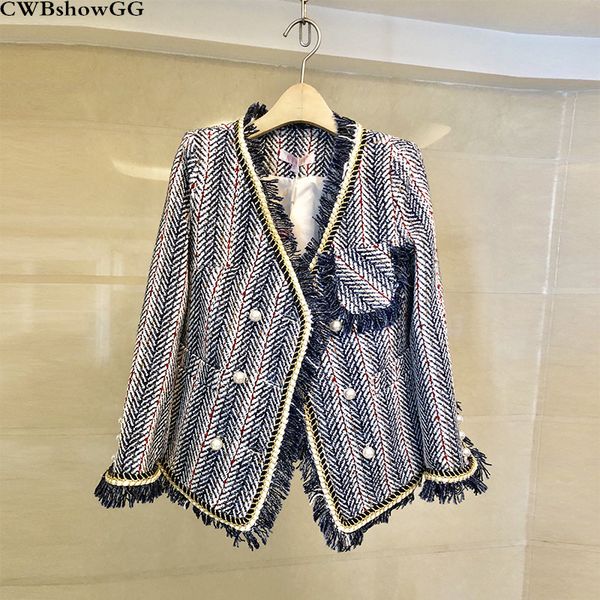 cwbshowgg stripes autumn and winter new small fragrance women's slim v-neck double-breasted ladies short coat tweed jackets, Black;brown
cwbshowgg stripes autumn and winter new small fragrance women's slim v-neck double-breasted ladies short coat tweed jackets, Black;brown