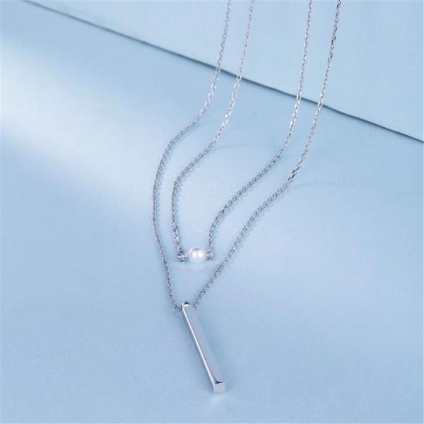 ladies necklace double-deck necklexpert with sheel pearl and cuboid pendant women collarbone chain trend, Silver
ladies necklace double-deck necklexpert with sheel pearl and cuboid pendant women collarbone chain trend, Silver