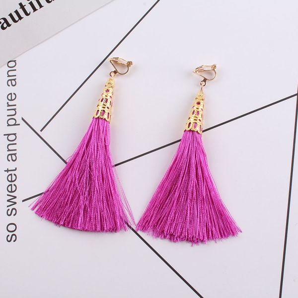 bohemia ethnic long tassel clip on earrings women brand jewelry geometric alloy plating simple dangle without pierced ear clip, Silver
bohemia ethnic long tassel clip on earrings women brand jewelry geometric alloy plating simple dangle without pierced ear clip, Silver