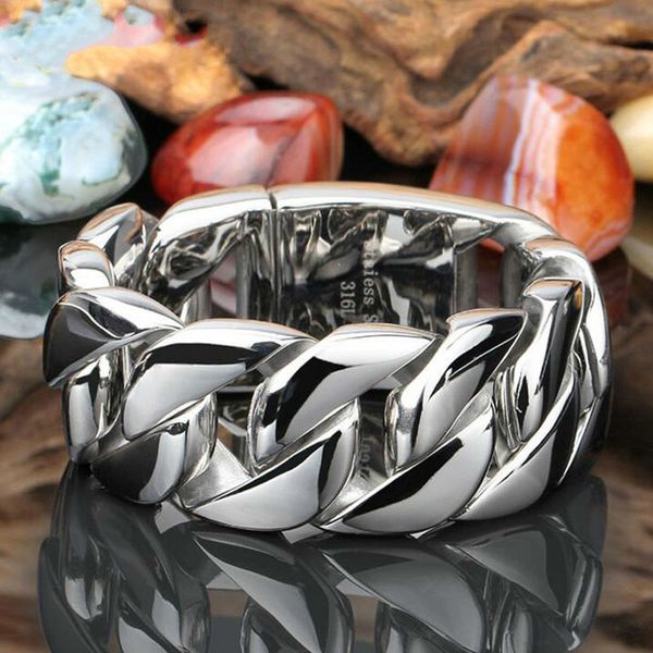31mm wide shiny cuba big bracelet men cool punk stainless steel jewelry fashion men's bracelets & bangles hand thick chain, Golden;silver
31mm wide shiny cuba big bracelet men cool punk stainless steel jewelry fashion men's bracelets & bangles hand thick chain, Golden;silver