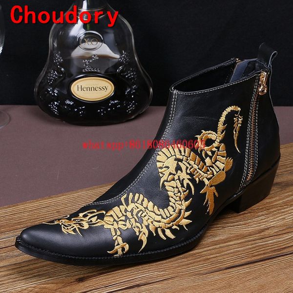 choudory western cowboy boots hademade gold dragon embroidery work shoes men's fashion high boots dress shoes botas hombre, Black
choudory western cowboy boots hademade gold dragon embroidery work shoes men's fashion high boots dress shoes botas hombre, Black