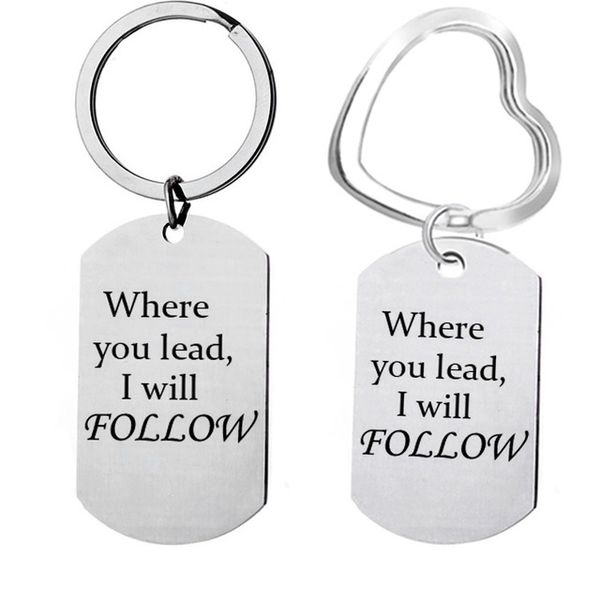 where you lead i will follow charm stainless steel keychain daughter mother gift boyfriend gifts friendship jewelry, Silver
where you lead i will follow charm stainless steel keychain daughter mother gift boyfriend gifts friendship jewelry, Silver