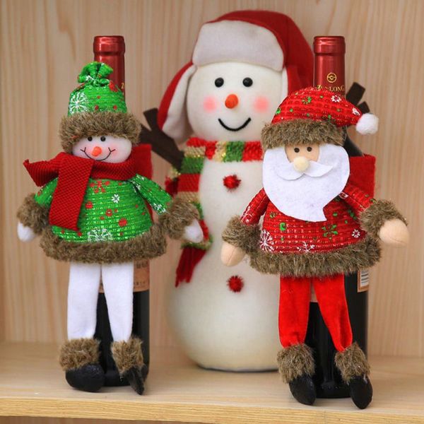 christmas party bottle cover champagne wine hat xmas hat with santa claus snowman dolls xmas home restaurant dinner decoration
christmas party bottle cover champagne wine hat xmas hat with santa claus snowman dolls xmas home restaurant dinner decoration
