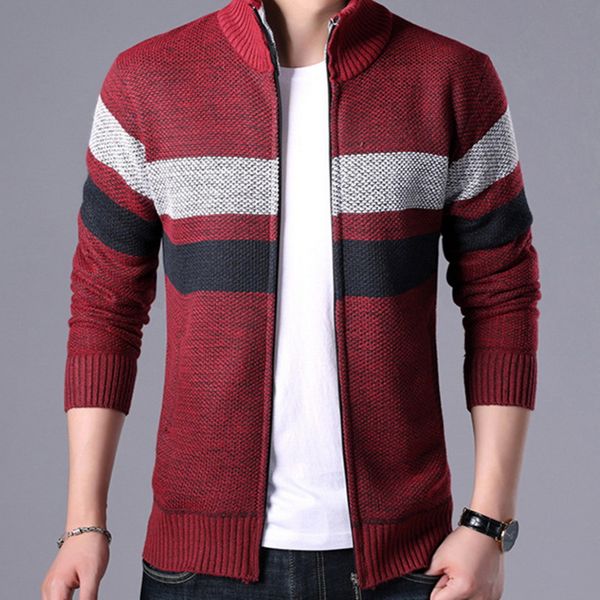 autumn and winter mens stripe zipper knitwear cardigan coat men's casual thickening plus velvet stand collar sweater coat, Black;brown
autumn and winter mens stripe zipper knitwear cardigan coat men's casual thickening plus velvet stand collar sweater coat, Black;brown