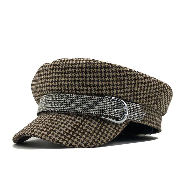 new women black military hats autumn winter fashion wool pearl leather patchwork newsboy caps with belt female gorras, Blue;gray
new women black military hats autumn winter fashion wool pearl leather patchwork newsboy caps with belt female gorras, Blue;gray