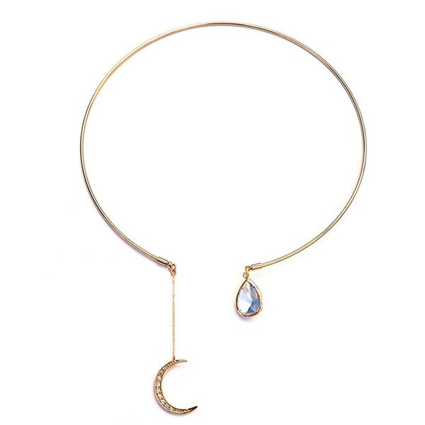 new elegant crystal cuff collar necklace creative moon pendant open choker necklace for ladies statement party fashion jewelry, Golden;silver
new elegant crystal cuff collar necklace creative moon pendant open choker necklace for ladies statement party fashion jewelry, Golden;silver