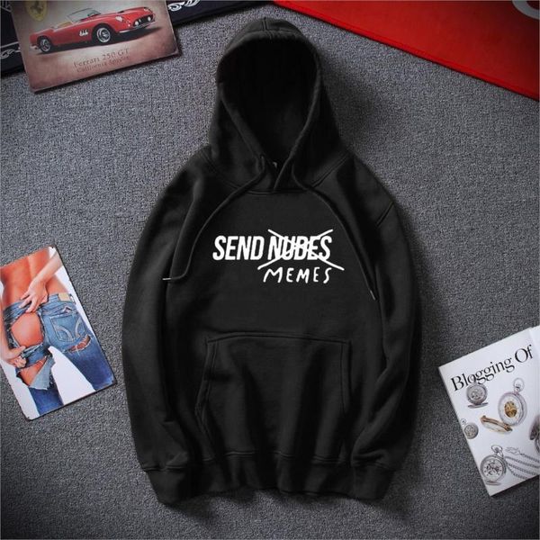 new winter moletom send memes sweatshirt jumper fleece funny hoodies cotton sweatshirts sudadera hombre, Black