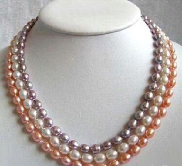 necklace +++ 3 rows multi-color genuine pink white purple pearl clasp necklace, Silver
necklace +++ 3 rows multi-color genuine pink white purple pearl clasp necklace, Silver