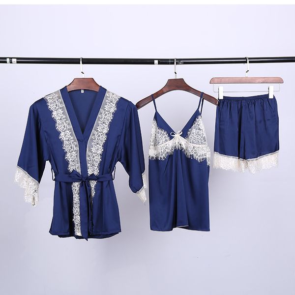 ladies silk satin robe pajama set lace bathrobe+shorts 3 pieces summer spring sleepwear nightwear set for women, Blue;gray
ladies silk satin robe pajama set lace bathrobe+shorts 3 pieces summer spring sleepwear nightwear set for women, Blue;gray