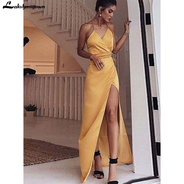lakshmigown satin evening dress long v neck spaghetti straps prom gowns 2019 yellow vestido festa longo, White;black
lakshmigown satin evening dress long v neck spaghetti straps prom gowns 2019 yellow vestido festa longo, White;black