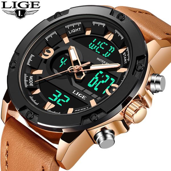 2019 lige men analog digital leather sports watches men's army watch man quartz clock relogio masculino, Slivery;brown
2019 lige men analog digital leather sports watches men's army watch man quartz clock relogio masculino, Slivery;brown