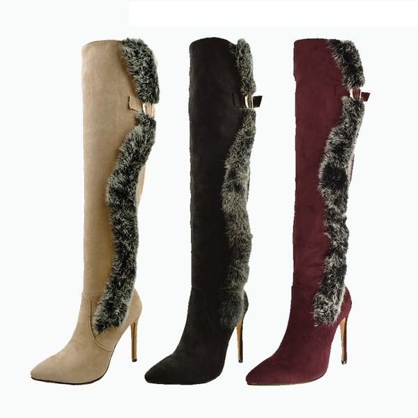 plus size 34 to 42 to 46 47 48 with box women fur boots high heel over the knee thigh high boots, Black
plus size 34 to 42 to 46 47 48 with box women fur boots high heel over the knee thigh high boots, Black