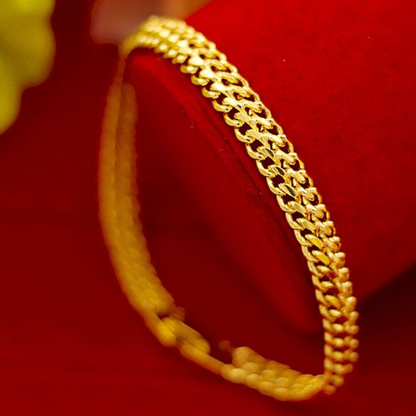 wrist bracelet chain 18k yellow gold filled fashion womens mens bracelet gift solid classic jewelry gift, Black
wrist bracelet chain 18k yellow gold filled fashion womens mens bracelet gift solid classic jewelry gift, Black