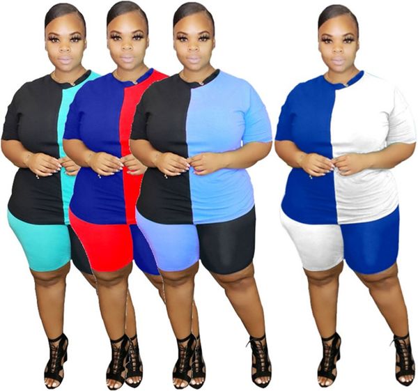 women panelled tracksuit plus size 2 piece set short sleeve tee shirt+shorts summer clothes sports running suit solid color jogger suit 2998, White
women panelled tracksuit plus size 2 piece set short sleeve tee shirt+shorts summer clothes sports running suit solid color jogger suit 2998, White