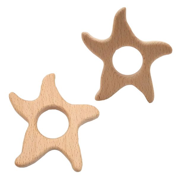 200pcs Beech Wooden Starfish Shape Teether Baby Teethers Infants Teething Toys Baby Accessories For Baby Necklace Bracelet Making