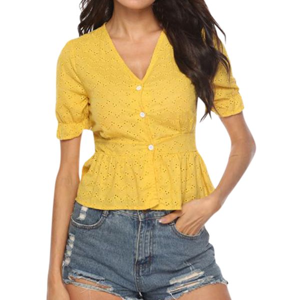 summer women lace shirts hollow out tees femme button streetwear casual camisa blusas short sleeve 2019, White
summer women lace shirts hollow out tees femme button streetwear casual camisa blusas short sleeve 2019, White