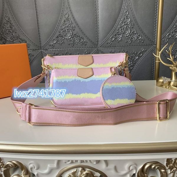 new arrival fashion rainbow style selling date code inside woman bag shoulder bag handbag three-piece combination bags with box