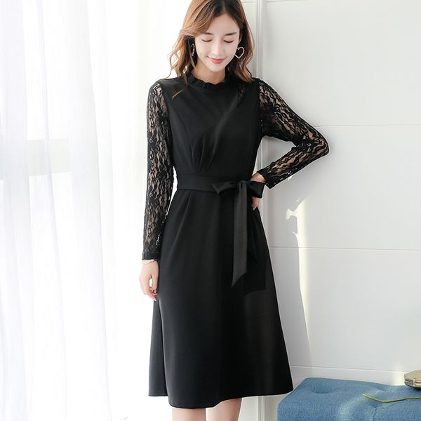 new korean version of women's long sleeve dress lace waist was thin-style dress women's, Black;pink
new korean version of women's long sleeve dress lace waist was thin-style dress women's, Black;pink