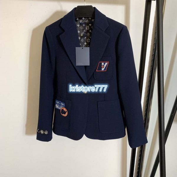 women vintage blazer jacket suit with patches high end girl runway luxury design lapel neck long sleeve classic shirt praka suit coat, Black;brown 
women vintage blazer jacket suit with patches high end girl runway luxury design lapel neck long sleeve classic shirt praka suit coat, Black;brown