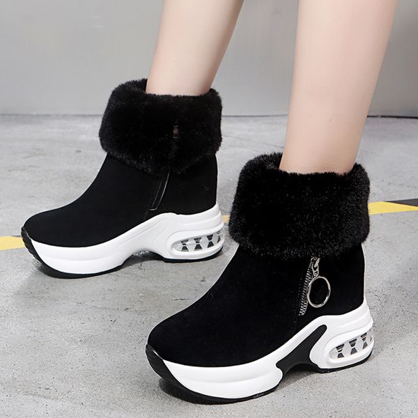 rimocy winter short plush height increase shoes woman chunky platform fur ankle boots women fashion zipper wedges shoes mujer, Black
rimocy winter short plush height increase shoes woman chunky platform fur ankle boots women fashion zipper wedges shoes mujer, Black