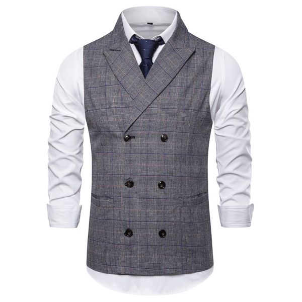 men's brand new fashion personality business casual double-breasted plaid vest wedding man mens vests vest men suit, Black;white
men's brand new fashion personality business casual double-breasted plaid vest wedding man mens vests vest men suit, Black;white