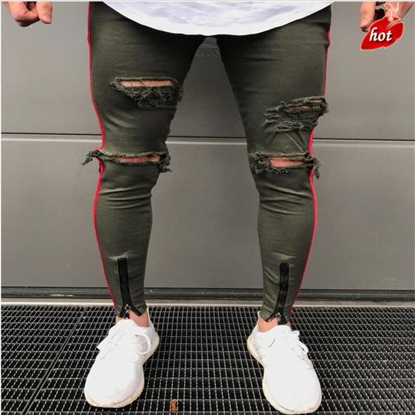 casual men jeans straight slim cotton denim jeans men ripped keen hole zipper pants black o8r2, Blue
casual men jeans straight slim cotton denim jeans men ripped keen hole zipper pants black o8r2, Blue