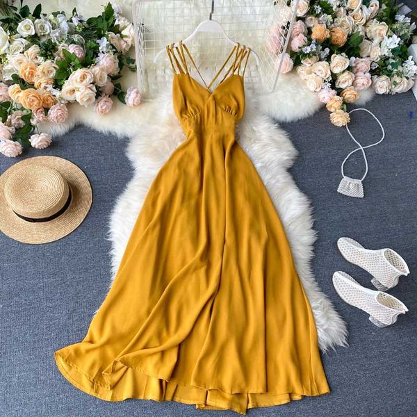 2020 high waist vintage women long dress summer v-neck yellow vestidos verano sleeveless spaghetti strap dress for female, Black;gray
2020 high waist vintage women long dress summer v-neck yellow vestidos verano sleeveless spaghetti strap dress for female, Black;gray