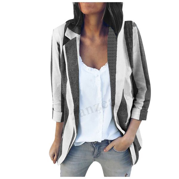 fashion blazer women 2019 new loose casual stripe printed long sleeve blouse jacket coat outwear blazer feminino, White;black
fashion blazer women 2019 new loose casual stripe printed long sleeve blouse jacket coat outwear blazer feminino, White;black
