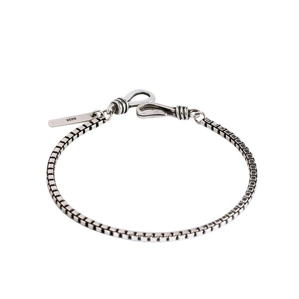 925 silver personality trend fashion handwear men and women's style retro thai silver box small chain bracelet custom sl14085, Black
925 silver personality trend fashion handwear men and women's style retro thai silver box small chain bracelet custom sl14085, Black