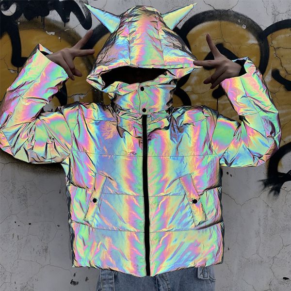 2019 reflective long sleeve hooded parkas autumn winter warm coat jacket hoodies baggy streetwear windbreak outfit, Black
2019 reflective long sleeve hooded parkas autumn winter warm coat jacket hoodies baggy streetwear windbreak outfit, Black