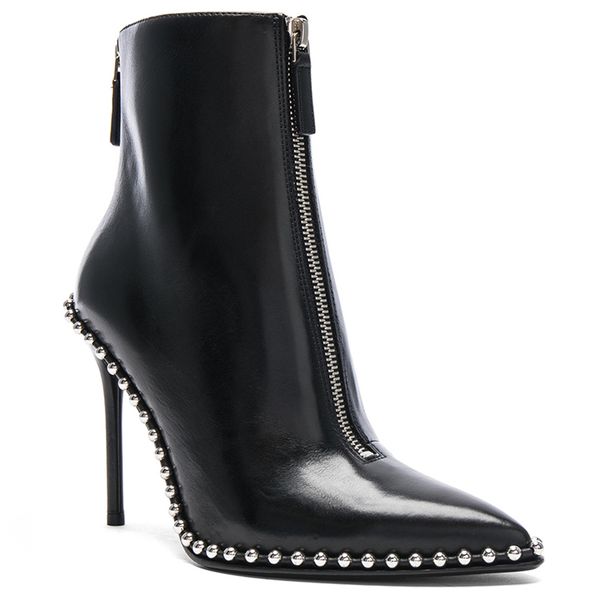autumn winter new boots, women's leather front zipper sharp heels, thin rivet black, size: 35-41
autumn winter new boots, women's leather front zipper sharp heels, thin rivet black, size: 35-41