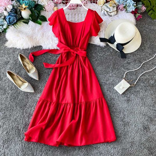 singrain women summer ruffle dress bohemian romantic korean dress streetwear square collar french solid midi long beach sundress, Black;gray
singrain women summer ruffle dress bohemian romantic korean dress streetwear square collar french solid midi long beach sundress, Black;gray
