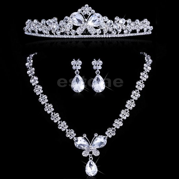 new wedding butterfly headband bridal flower tiara necklace earrings jewelry set, Silver
new wedding butterfly headband bridal flower tiara necklace earrings jewelry set, Silver