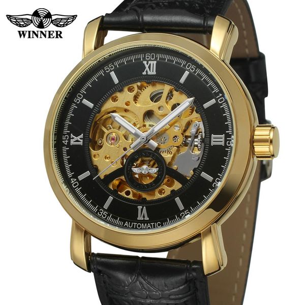 winner golden bezel black dial dress men watches automatic watch mechanical skeleton men wristwatches clock, Slivery;brown
winner golden bezel black dial dress men watches automatic watch mechanical skeleton men wristwatches clock, Slivery;brown