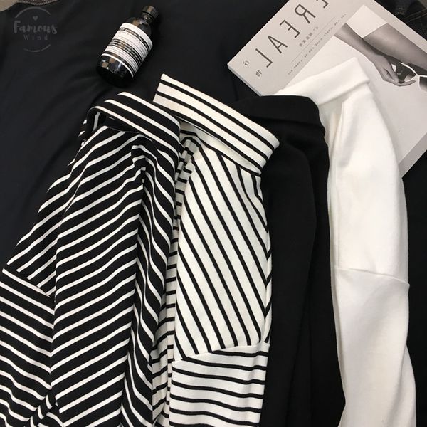 2019 new black shirts striped long sleeve t white women loose t-shirt womens female fashion long korean school students females
2019 new black shirts striped long sleeve t white women loose t-shirt womens female fashion long korean school students females